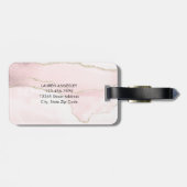 Roze Roze Nepmarmer Agaat Gepersonaliseerd Bagagelabel (Achterkant horizontaal)