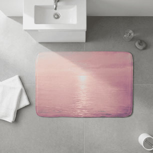 Roze Roze Oceaan Strand Zonsondergang Horizon Zeeg Badmat
