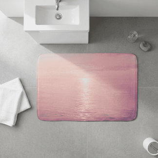 Roze Roze Oceaan Strand Zonsondergang Horizon Zeeg Badmat