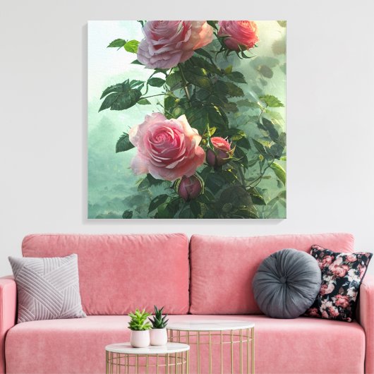 Roze roze - omcirkelvormig canvas (Insitu (Woonkamer))