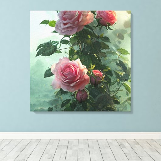 Roze roze - omcirkelvormig canvas (Insitu (Houten vloer))