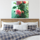 Roze roze - omcirkelvormig canvas afdruk (Insitu (Slaapkamer))