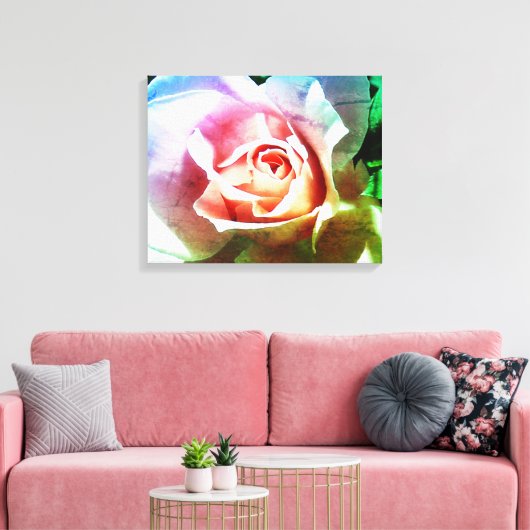 Roze roze omlijnde canvasafdruk canvas afdruk (Insitu (Woonkamer))