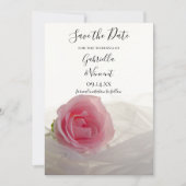 Roze roze op het witte huwelijk sparen de Datum Save The Date (Voorkant)