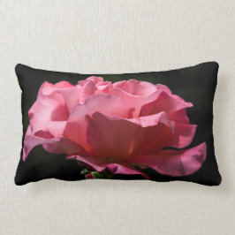 Roze roze op zwart Sierkussen Kussen