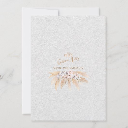 Roze roze orchidee Pampas Grass Quinceañera Kaart (Achterkant)