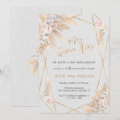 Roze roze orchidee Pampas Grass Quinceañera Kaart (Voorkant / Achterkant)