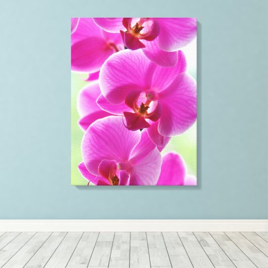 roze roze orchideeën canvas afdruk (Insitu (Houten vloer))