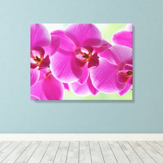 roze roze orchideeën canvas afdruk (Insitu (Houten vloer))