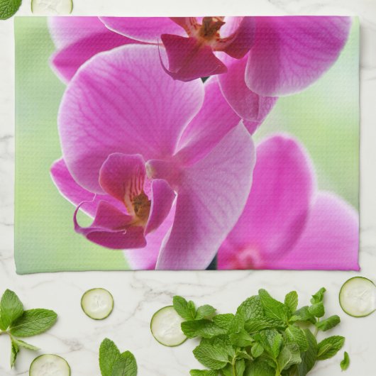 roze roze orchideeën theedoek (Gevouwen)