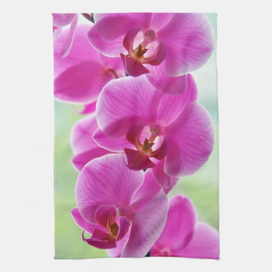 roze roze orchideeën theedoek (Verticaal)