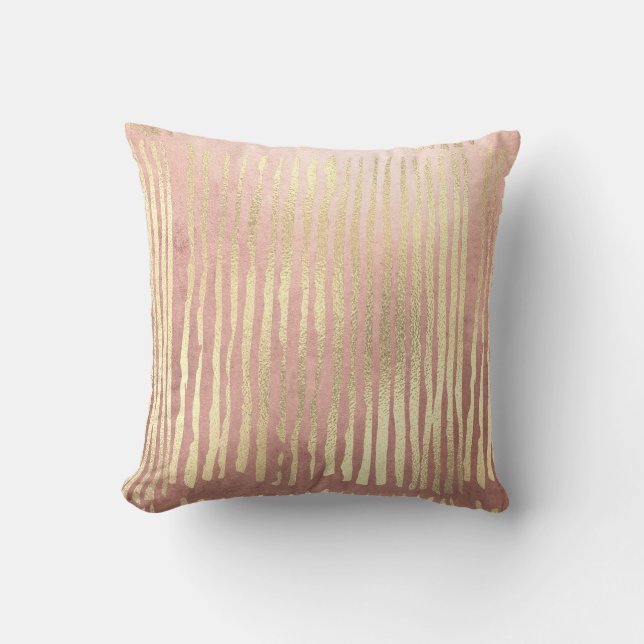 Roze roze oxier Blush Gold Strokes Stripes Pastel Kussen (Voorkant)