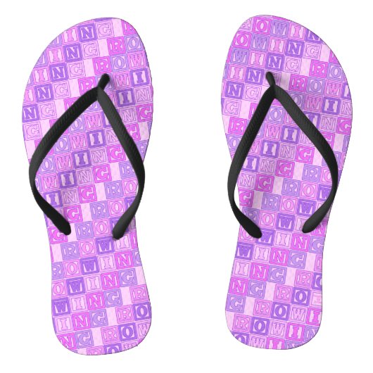 Roze roze paarse letters teenslippers (Voetbed)