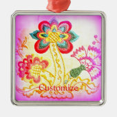 roze roze palmboom met hippiestijl metalen ornament (Voorkant)