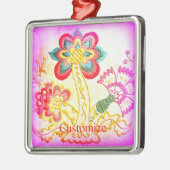 roze roze palmboom met hippiestijl metalen ornament (Links)