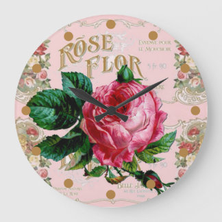 Roze Roze Parisian Shabby Chic Grote Klok