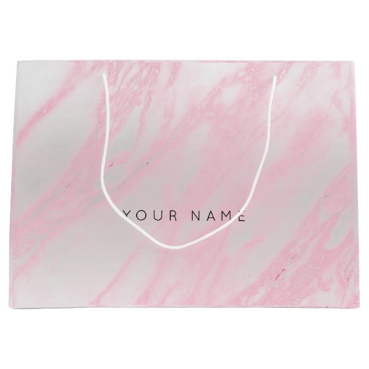 Roze roze pasta met licht metaal large cadeautasje (Voorkant)