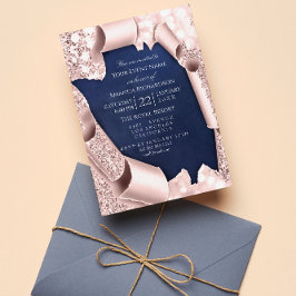 Roze roze pasta Powder 3D Lijst Blue Navy Kaart