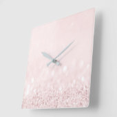 Roze roze pastaafpoeder glitter witte ombre vierkante klok (Hoek)