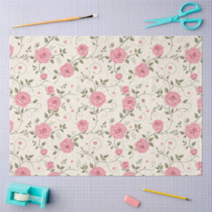 Roze Roze Pastel Bloemen Decoupage Tissuepapier