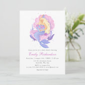 Roze Roze Pastel Kleurige Zeemeermin Baby Shower Kaart (Staand voorkant)