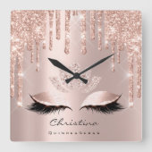 Roze roze pastel Sparkly Diamond Lotus Princess Vierkante Klok (Voorkant)