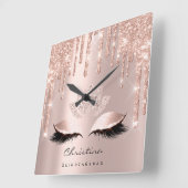 Roze roze pastel Sparkly Diamond Lotus Princess Vierkante Klok (Hoek)