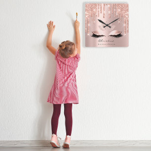 Roze roze pastel Sparkly Diamond Lotus Princess Vierkante Klok