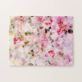 roze roze pastelkleuren floraal legpuzzel (Horizontaal)