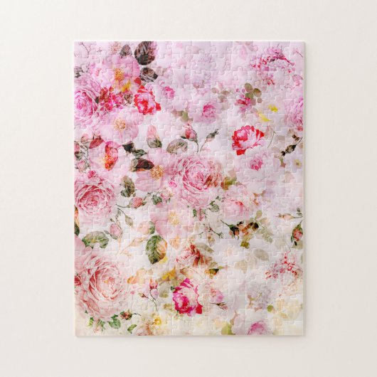 roze roze pastelkleuren floraal legpuzzel (Verticaal)