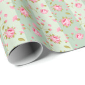  roze roze patroon cadeaupapier (Rol Hoek)