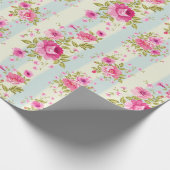  roze roze patroon cadeaupapier (Hoek)