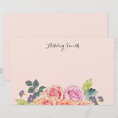 Roze Roze Persoonlijke Briefpapier Vintage Roos Bl (Voorkant / Achterkant)