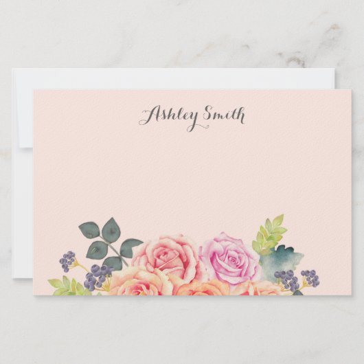Roze Roze Persoonlijke Briefpapier Vintage Roos Bl (Voorkant)