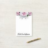 Roze roze persoonlijke penseelbriefjes na het begi post-it® notes (Op bureau)