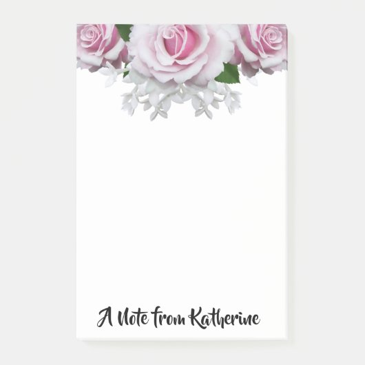 Roze roze persoonlijke penseelbriefjes na het begi post-it® notes (Voorkant)