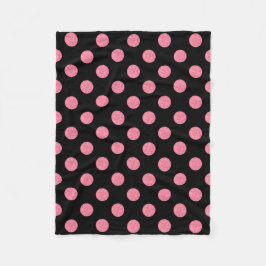 Roze roze poka-punten op zwarte achtergrond fleece deken