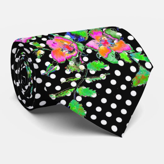 Roze roze polka-stippen Stropdas (Opgerold)