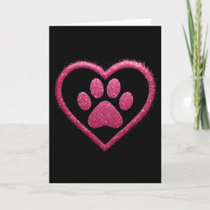 Roze Roze Poot Hart Schattig Hond Kat Liefde Valen Kaart