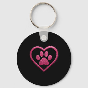 Roze Roze Poot Hart Schattig Hond Kat Liefde Valen Sleutelhanger