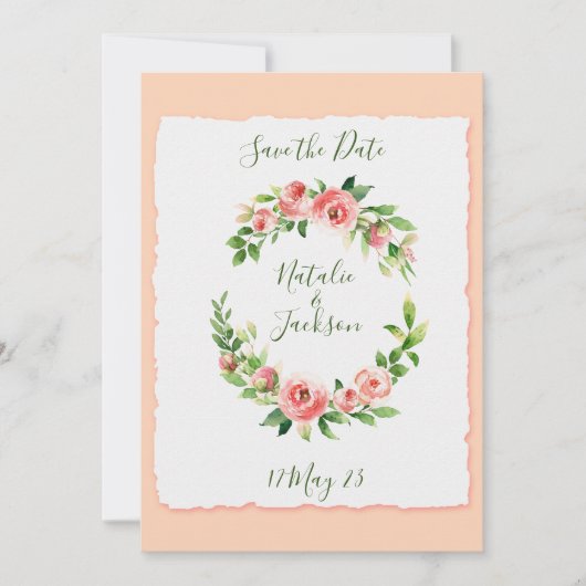 Roze roze poot sla de datumkaart op save the date (Voorkant)