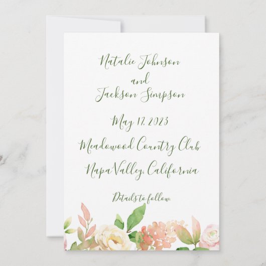 Roze roze poot sla de datumkaart op save the date (Achterkant)