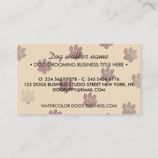 Roze roze pootjes honden simpele groomkeukenbewaar visitekaartje (Achterkant)