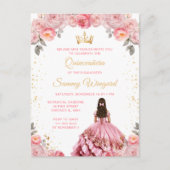Roze Roze Prinses Bloem Quinceañera Briefkaart (Voorkant)