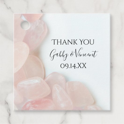 Roze Roze Quartz bruiloft Dank u Bedankjes Labels (Voorkant)