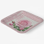 Roze Roze Quilt Papieren Bordje (Gebogen)