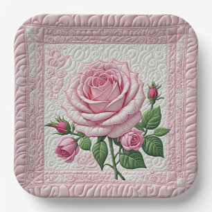 Roze Roze Quilt Papieren Bordje
