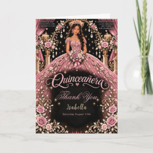 Roze Roze Quinceañera Feest Bedankkaart