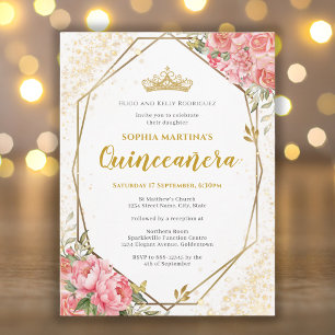 Roze roze Quinceanera uitnodiging postkaart