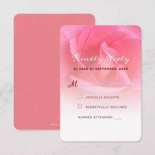 Roze roze reactiekaart RSVP kaartje (Voorkant / Achterkant)